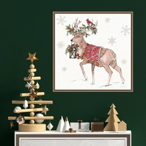 Amanti Art 22"x22" Signs of The Season V Full Deer by Anne Tavoletti Framed Canvas Wall Art Print - 1 of 4