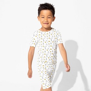Bellabu Bear Kids Milk & Cookies Original Bamboo Kids Pajama Short Set - 1 of 4