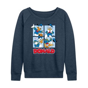 Women's - Disney - Donald Duck Grid Lightweight French Terry Wide Neck Long Sleeve Shirt - 1 of 4