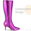 Perphy Women's Pointy Toe Stiletto Heels Knee High Boots - 4 of 4