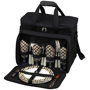 Picnic at Ascot Soft Sided Cooler with Four Person Picnic Set - 1 of 4