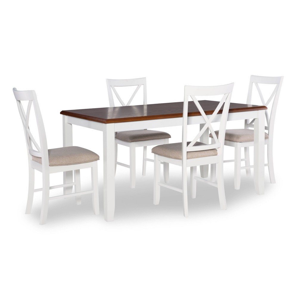 Photos - Dining Table 5pc Emma Upholstered Chairs and Rectangular Table Dining Set Brown - Powel