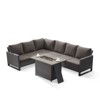 Buenhomino 4 Pieces Outdoor Patio Furniture Set with 41” Fire Pit Table, Rattan Patio Sectional Sofa Conversation Set with 50000BTU Propane Fire Pit - 2 of 4