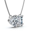 Pompeii3 2Ct Toi Et Moi Heart Emerald Diamond Pendant 14k Gold 18" Necklace Lab Created - 3 of 4