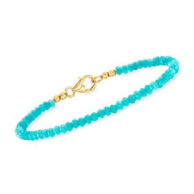 Ross-Simons 11.00 ct. t.w. Blue Apatite Bead Bracelet in 18kt Gold Over Sterling