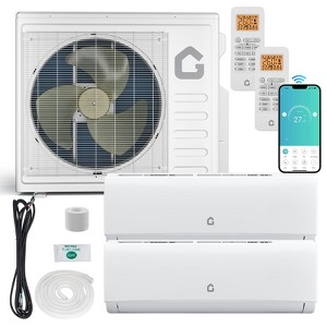 Coucheta 28K BTU Dual Zone WIFI Mini Split AC/Heating System, 20 SEER2, 12000+18000 BTU Ductless Heat Pump, No Copper Tube Line Set, 208-230V - 1 of 4