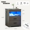 Vlsrka Black Bedside Table with Hidden Storage Compartment, Smart Nightstand Featuring USB & Type-C Charging Ports and Motion-Activated LED Light - 2 of 4