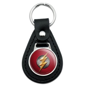 Justice League Movie Flash Logo Black Leather Keychain - 1 of 4