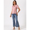 Allegra K Women's Short Sleeve Casual V Neck Print Notch Lapel Collar Summer Blouses - 4 of 4