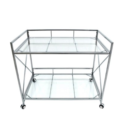 GlasFlength Kitchen Carts and Islands Rolling Kitchen Table Storage Island Mobile Buffet Server Table for Dining Room, Silver, 36"*22"*31.5"