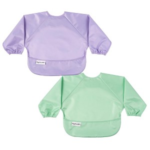Tiny Twinkle Mess-Proof/Waterproof 2-Pack Long-Sleeve Baby Bib, Machine Washable Smock for Eating - 1 of 2