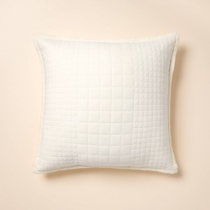 26"x26" Quilt Euro Square Throw Pillow Sour Cream - Hearth & Hand™ with Magnolia - 1 of 4