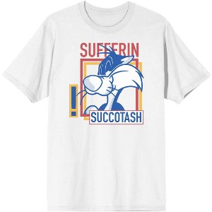 Looney Tunes Sylvester Pussycat Sufferin Sucotash Character Men's White Graphic Tee- - 1 of 2