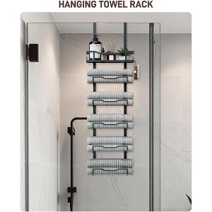 Ridstar Hanging 6-Tier Door-Mounted Towel Rack for Rolled Towels and RV Camping-Black - 1 of 4