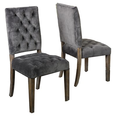 Set of 2 Saltillo New Velvet Dining Chair Charcoal - Christopher Knight Home