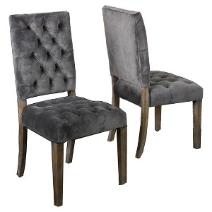 Saltillo New Velvet Dining Chair - Charcoal (Set of 2) - Christopher Knight Home, Grey