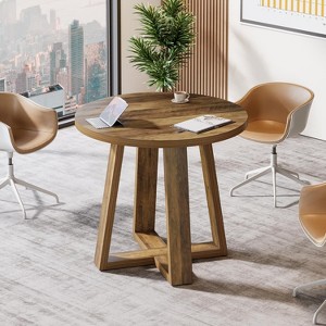Tribesigns Small Round Dining Table for 2-4, 31.5 Inches Farmhouse Kitchen Table for Small Space, Dining Room, Kitchen, Apartment, Rustic Brown - 1 of 4