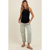 Pinkblush Light Olive Rolled Cuff Barrel Leg Maternity Jeans - 2 of 4