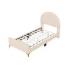 Twin-Size Upholstered Platform Bed in Velvet with Traditional Semi-Circular Headboard and Metal Legs - 2 of 4
