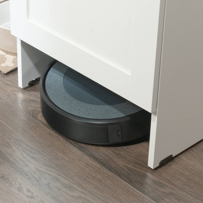 White Adjustable Shelving Robot Vacuum Storage Cabinet