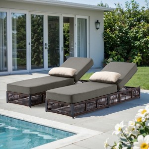 Buenhomino Outdoor Chaise Lounge Chairs with 5-inch Cushions, 5 Level Adjustable Backrest Recliner for Poolside Lounging or Patio Retreat - 1 of 4