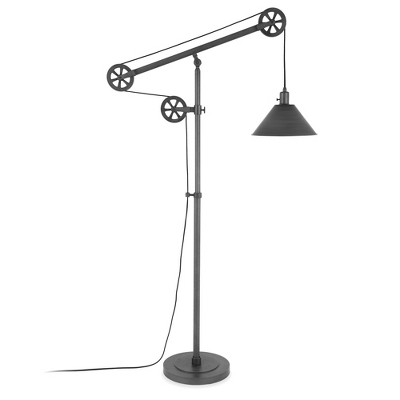 Hudson and Canal Pulley System Floor Lamp with Metal Shade