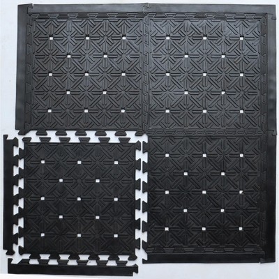 Imports Dcor Rubber Tile with connectors 18x18" Black