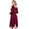 WhizMax Women's Long-Sleeve Solid Color Dress with Irregular Hem - 4 of 4