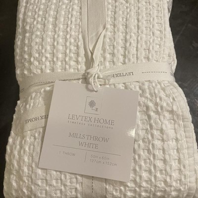 Mills Waffle Bright White Quilted Throw - Levtex Home : Target
