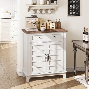 Farmhouse Storage Cabine 3-Tiers Adjustable Shelf with 7 Gears, Rustic Kitchen & Dining Room Organizer, Multi-Functional Entryway Cabinet - 1 of 4