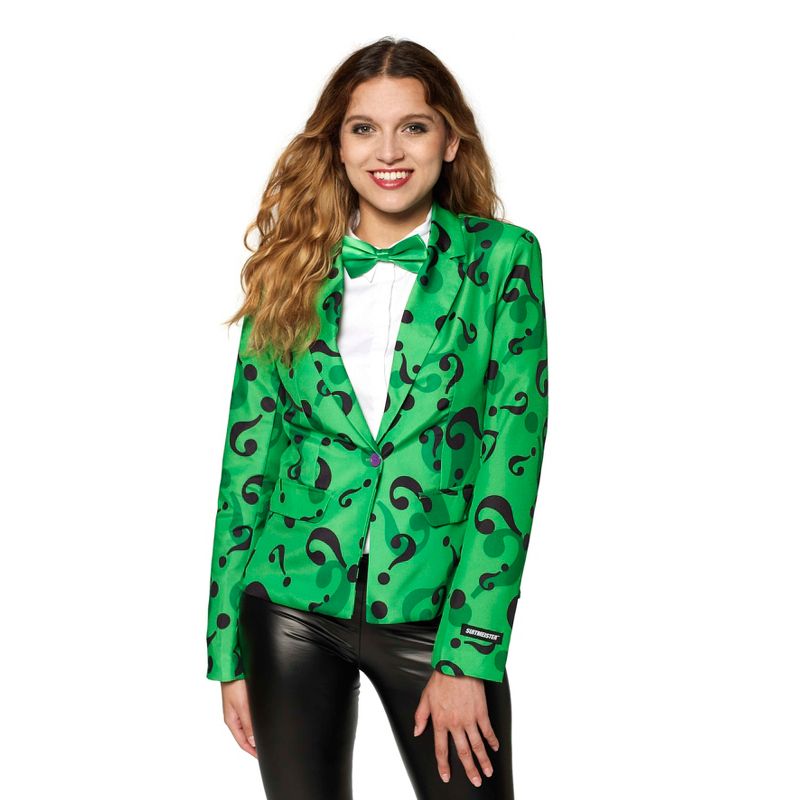 Suitmeister Women's Party Blazer - The Riddler Costume Jacket - Green, 1 of 4
