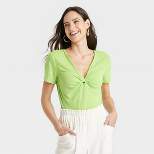 Women's Short Sleeve V-Neck Linen T-Shirt - A New Day™