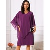 INSPIRE CHIC Women's Chiffon Cape Overlay Bodycon 3/4 Sleeve V Neck Pencil Dress - 3 of 4