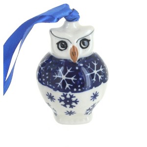 Blue Rose Polish Pottery K026 Manufaktura Owl Ornament - 1 of 2