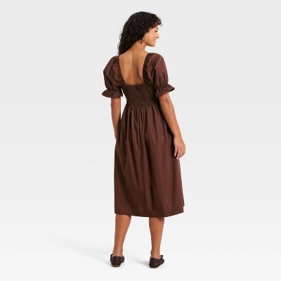 Women&rsquo;s Puff Elbow Sleeve Midi A-Line Dress – Universal Thread