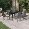 vidaXL Virtuous 7 Piece Gray and Black Outdoor Patio Dining Set with PE Rattan Chairs and Glass Tabletop - Ideal for Garden, Deck or Patio - 2 of 4