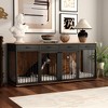 Famapy 86.6" Brown Large Dog Crate Furniture with 4 Drawers Multi-Purpose Furniture Style Dog Crate - 2 of 4