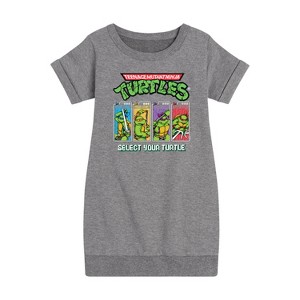 Girls' - Teenage Mutant Ninja Turtles - Select Your Turtle Video Game Graphic Short Sleeve Fleece Dress - 1 of 4