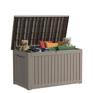 MAYEERTY 230 Gallon Large Capacity Outdoor Deck Box for Patio Furniture Cushions, Pillow with Wheels, Light Brown - 1 of 4
