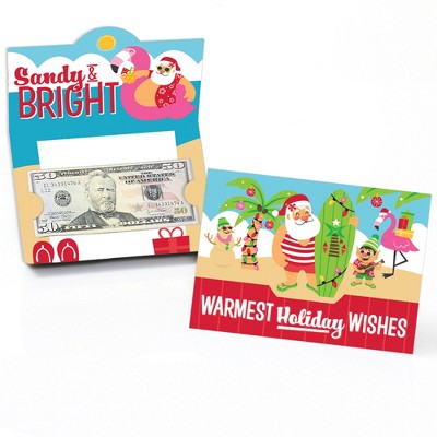 Big Dot of Happiness Tropical Christmas - Beach Santa Holiday Party Money and Gift Card Holders - Set of 8