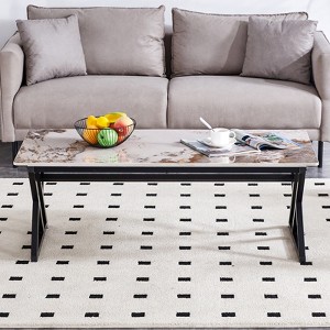 FONTOI Rectangle Coffee Table with Smooth Marble Pattern, Floor Mount Side Table for Living Room Bedroom Office, Black, 23.6"*16.8"*47" - 1 of 4