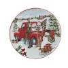 Set of 4 Red Truck Snowman Dining Canape Plates - Certified International - 4 of 4