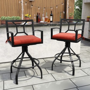 Crestlive Products Aluminum Outdoor Swivel Bar Stools with Sunbrella Cushion Patio Counter Height Barstools - 1 of 4