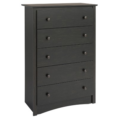 5 Drawers Riverdale Dresser Washed Black - Prepac