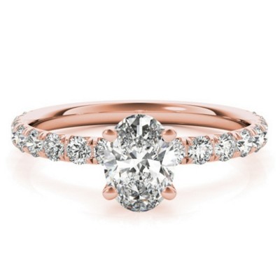 Pompeii3 1 1/2Ct Oval Diamond Engagement Ring 14k White Yellow or Rose Gold Lab Created
