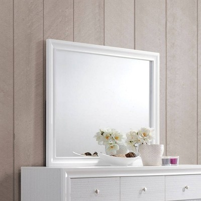 Naima White Wood Frame Bedroom Mirror