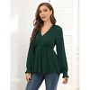 YESFASHION Women's Summer Shirt V Neck Puff Long Sleeve Blouses Ruffle flowy Shirt for Women - 3 of 4