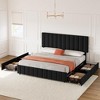Queen Linen Upholstered Platform Bed Frame with 4 Storage Drawers, Adjustable Headboard - 3 of 4