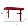 HomeRoots 47" Red Iron And Wood Vanity Table - 3 of 4