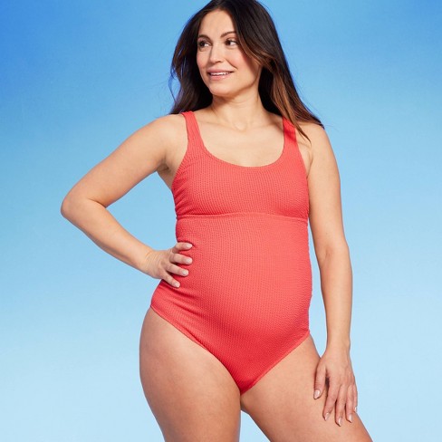 Crinkle One Piece Maternity Swimsuit - Isabel Maternity by Ingrid & Isabel™  Red S